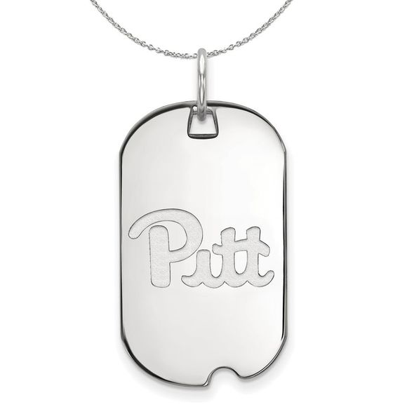Sterling Silver U. of Pittsburgh Dog Tag Necklace - 16 Inch